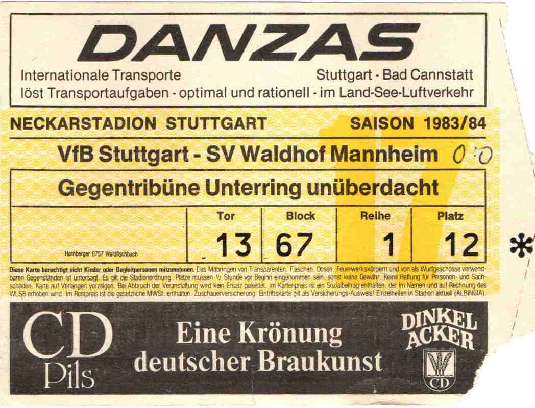 Karte VfB Stuttgart-Waldhof Mannheim 23 August 1983.jpg