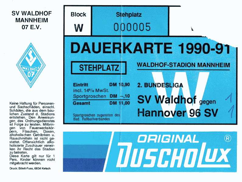 Karte Waldhof Hannover 96 4 Mai 1991.jpg