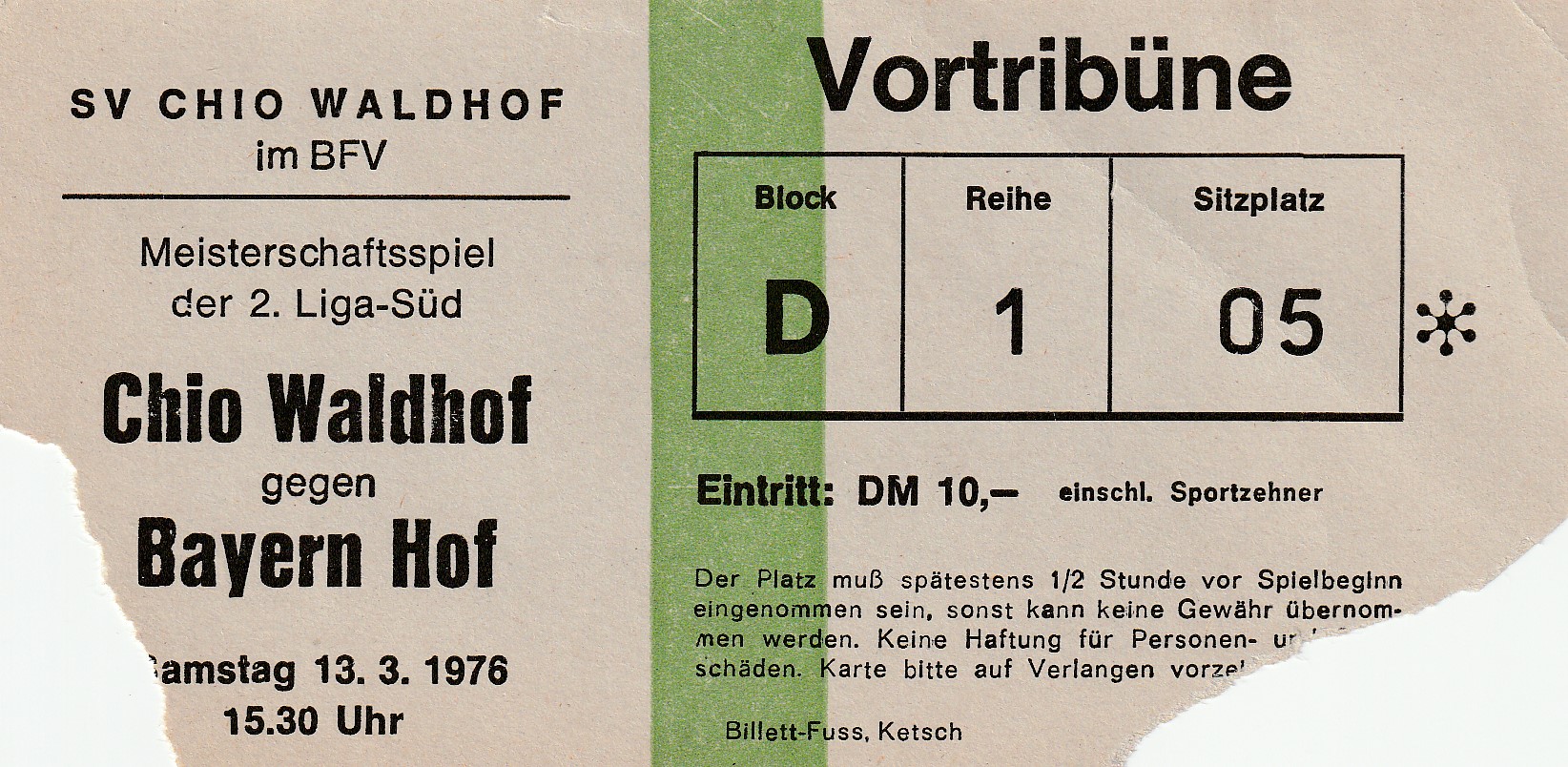 Eintrittskarte 1975 76 Chio Waldhof FC Bayern Hof.jpg