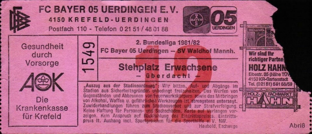 Eintrittskarte 22.Spieltag 1981-1982 Bayer Uerdingen SVW.jpg