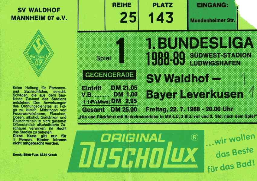 Karte Waldhof Bayer Leverkusen 22 07 1988.jpg