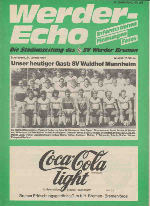 Magazin 18.Spieltag 1983-1984 SV Werder Bremen SVW.jpg