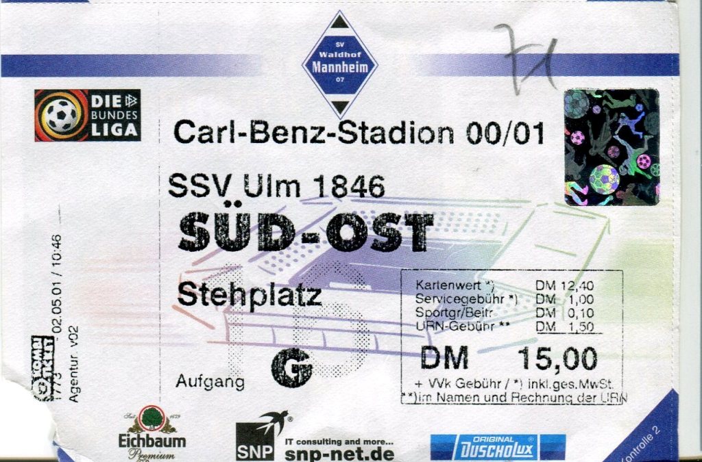 Eintrittskarten 32.Spieltag 2000-2001 SVW SSV Ulm 1846.jpg