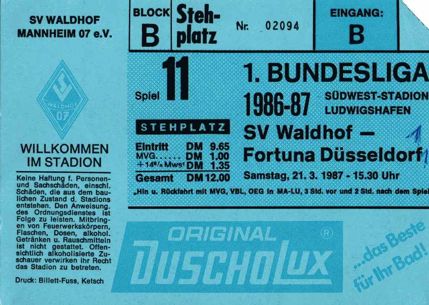 Karte Waldhof Duesseldorf 21 03 1987.jpg