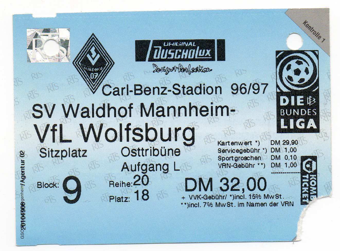 SV Waldhof - VfL Wolfsburg Ticket 96 97.JPG