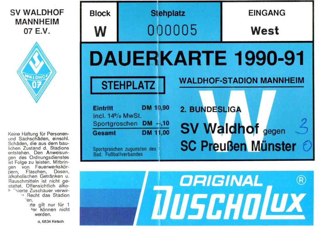 Karte Waldhof Mannheim Preußen Münster 17 April 1991.jpg