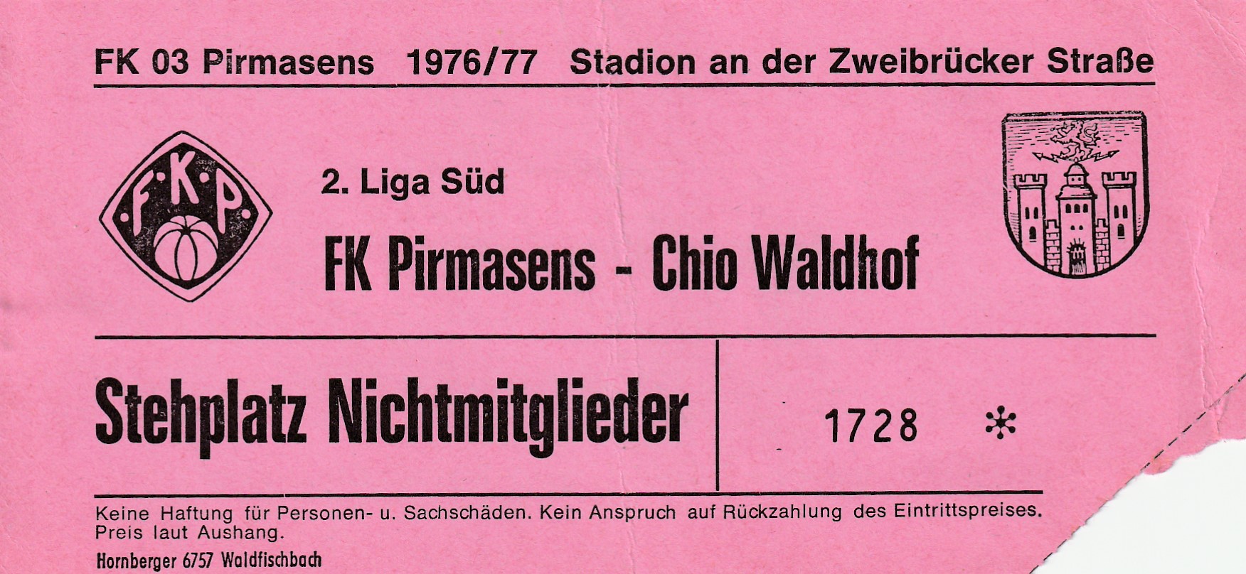Eintrittskarte 1976-77 FK Pirmasens SV Chio Waldhof.jpg