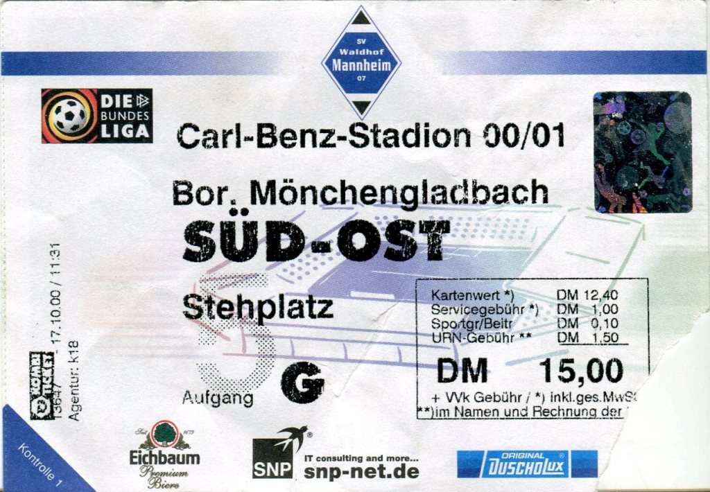 Eintrittskarte 10.Spieltag 2000-2001 SVW Borussia Mönchengladbach.jpg