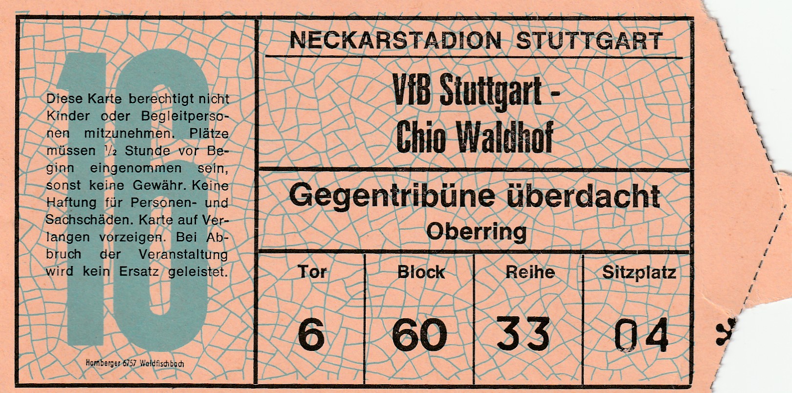 Eintrittskarte 1976-77 VfB Stuttgart SV Chio Waldhof.jpg