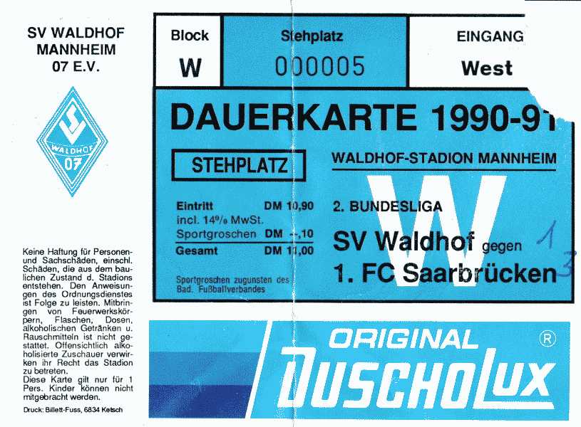 Karte Waldhof FC Saarbruecken 16 06 1991.jpg