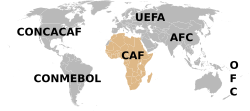 Weltkarte, CAF hervorgehoben