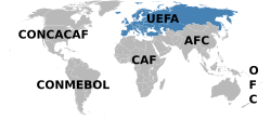 Weltkarte, UEFA hervorgehoben
